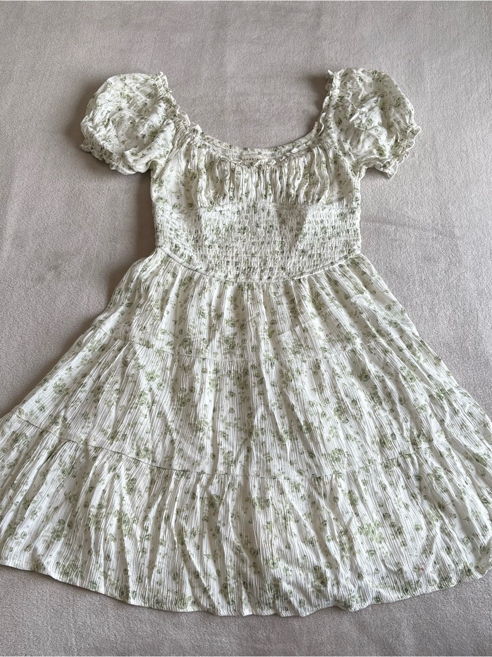 Aeropostale White Dress with Light Green Floral Print